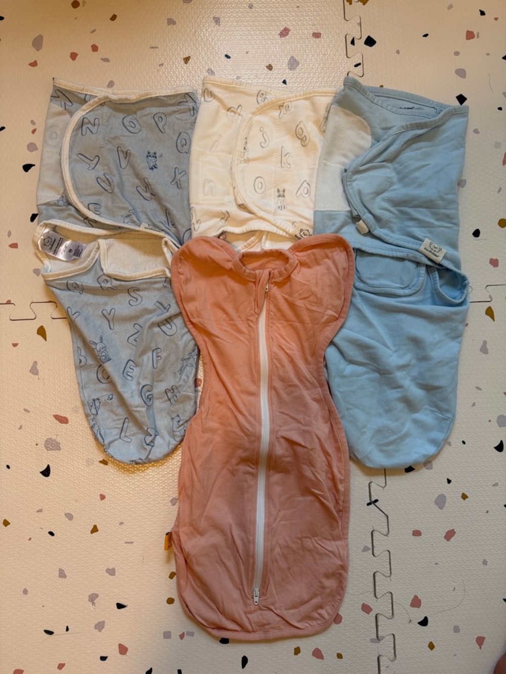 Baby Swaddle Sleep Sacks Set - Peach, Light Blue, Cream, Gray